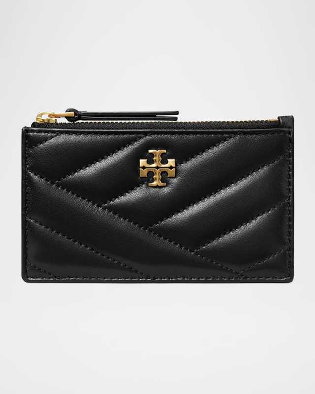 Kira Chevron Quilted Leather Zip Card Case
